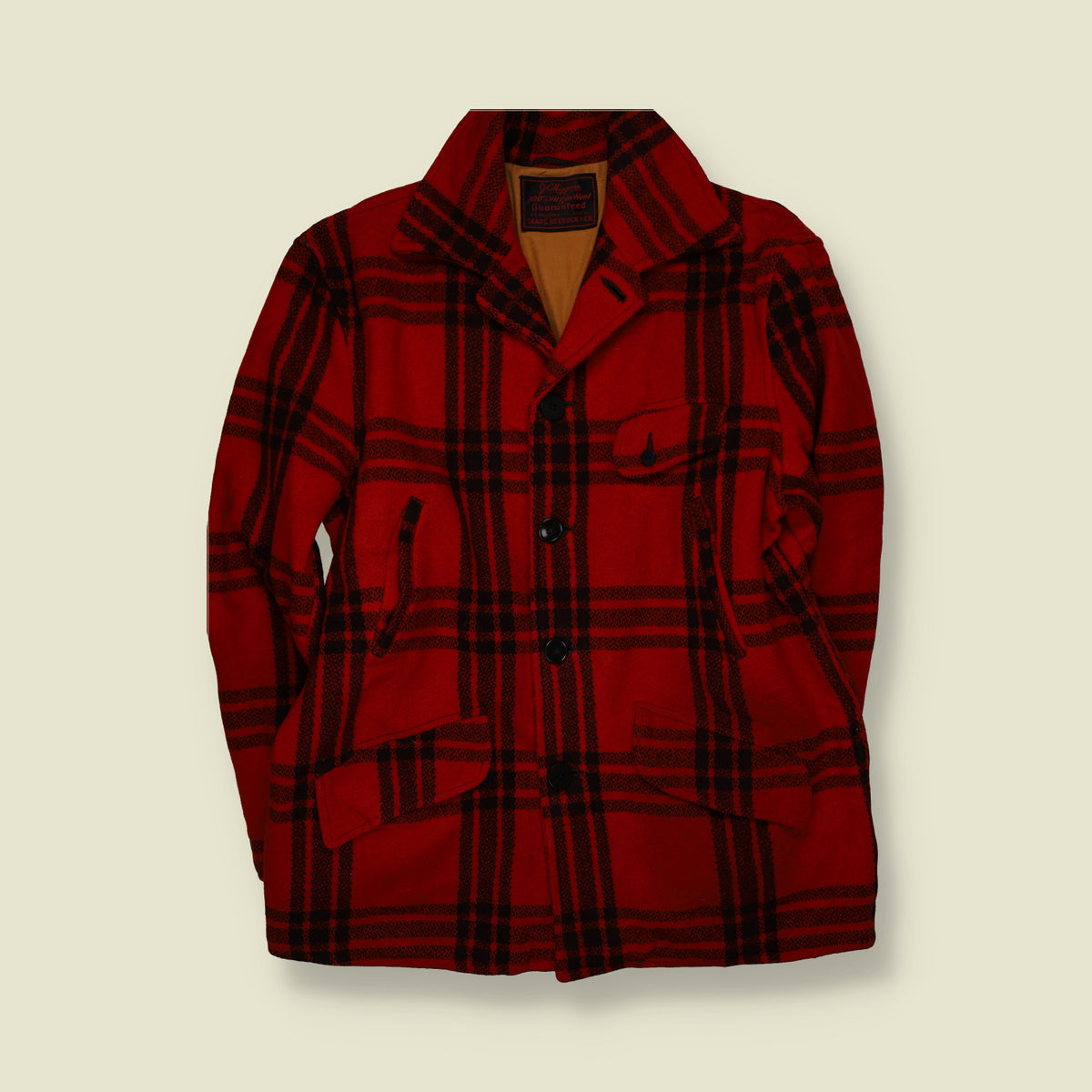1950s | J.C. Higgins | Wool Hunting Jacket | Red Plaid - L