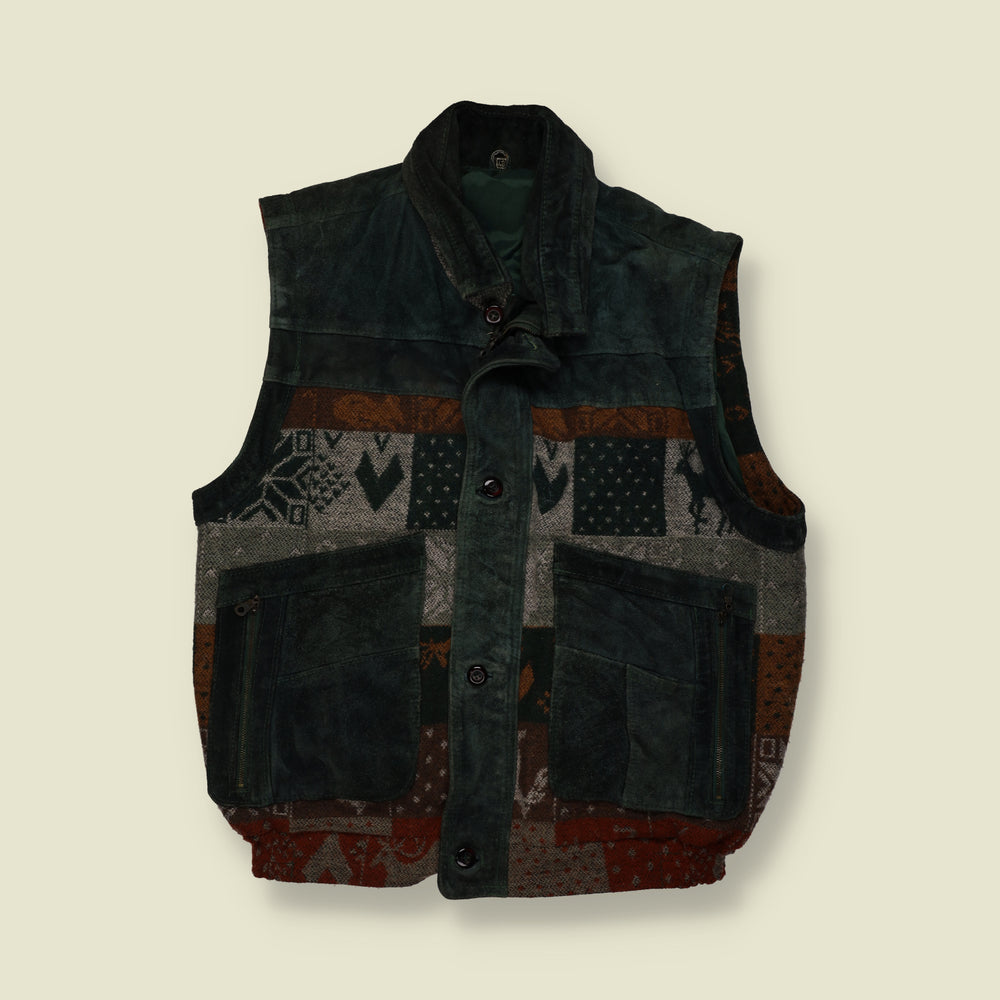 1980s | Aztec | Gilet | Green - XL