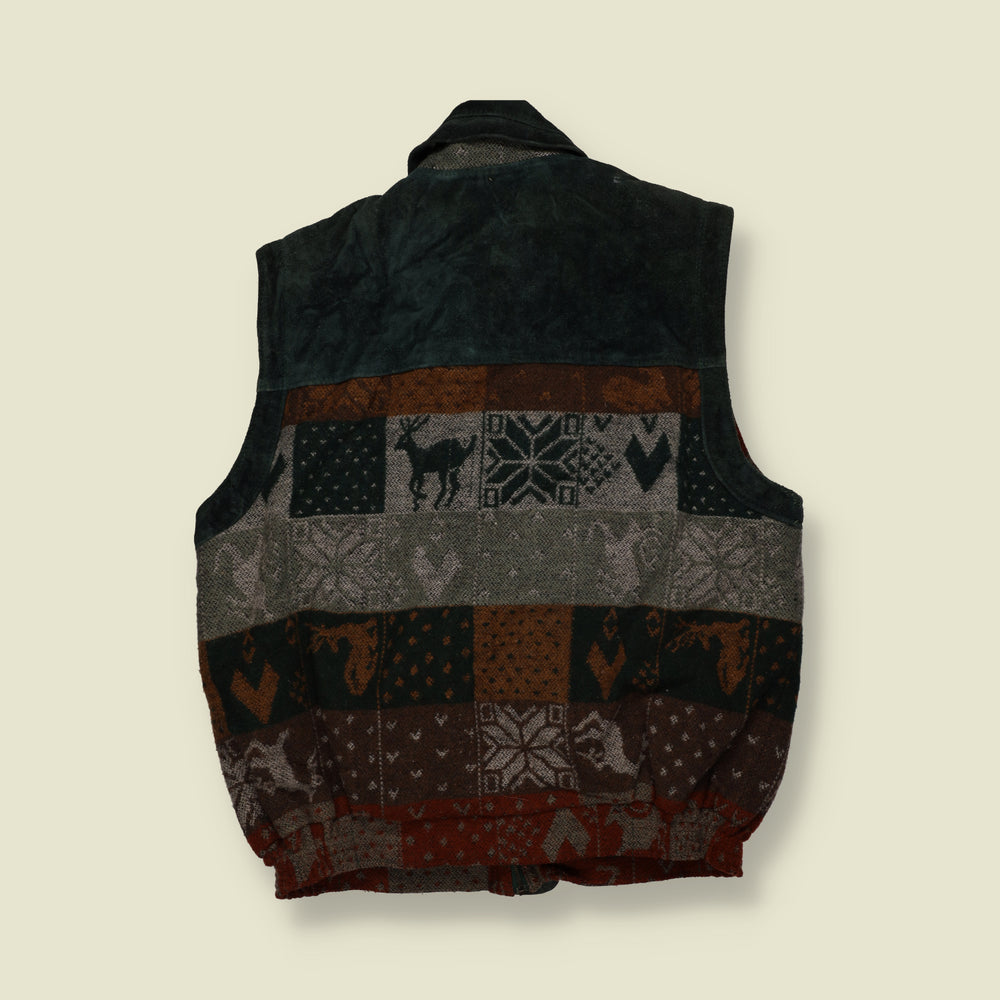 1980s | Aztec | Gilet | Green - XL