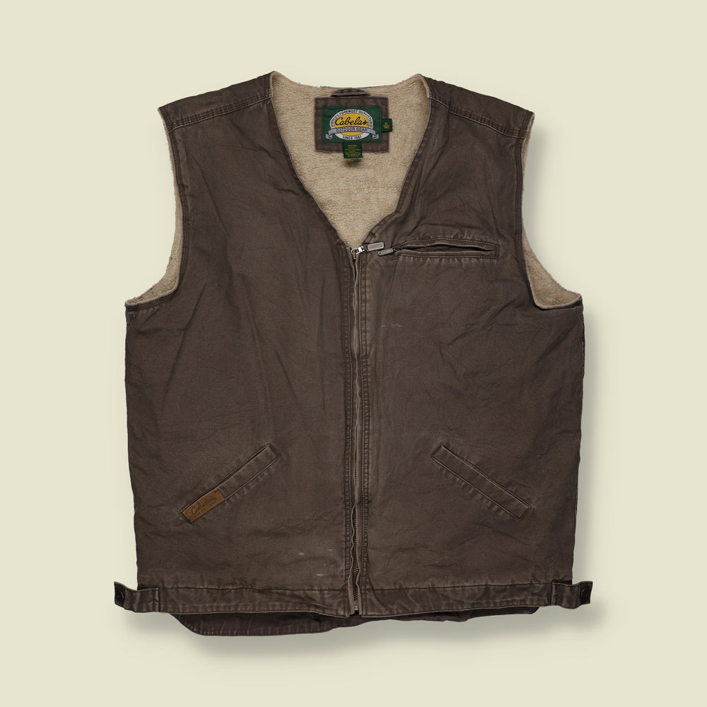 1990s | Cabela’s | Sherpa Lined Gilet | Brown - XL