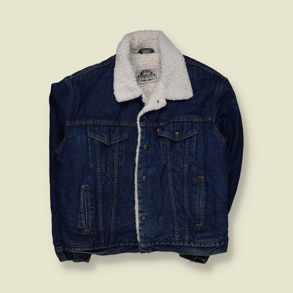 1990s | Levi’s | Made in USA Sherpa Lined Denim Jacket | Blue - XL