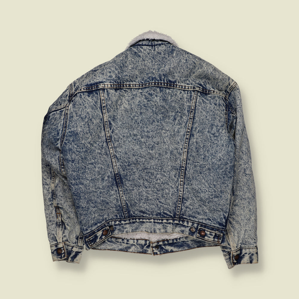 1980s | Levi’s | Made in USA Acid Wash Sherpa Lined Denim Jacket | Blue - S