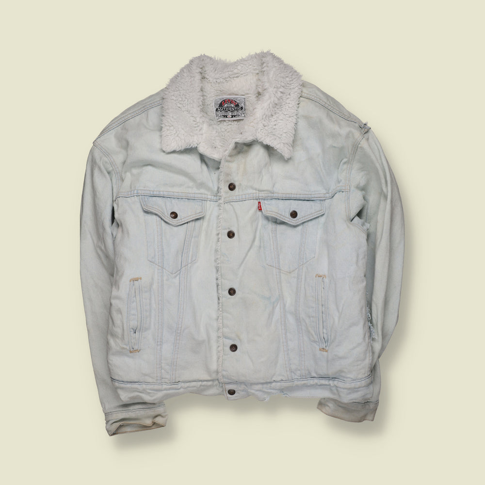 1990s | Levi’s | Made in USA Sherpa Lined Denim Jacket | Blue - XXL