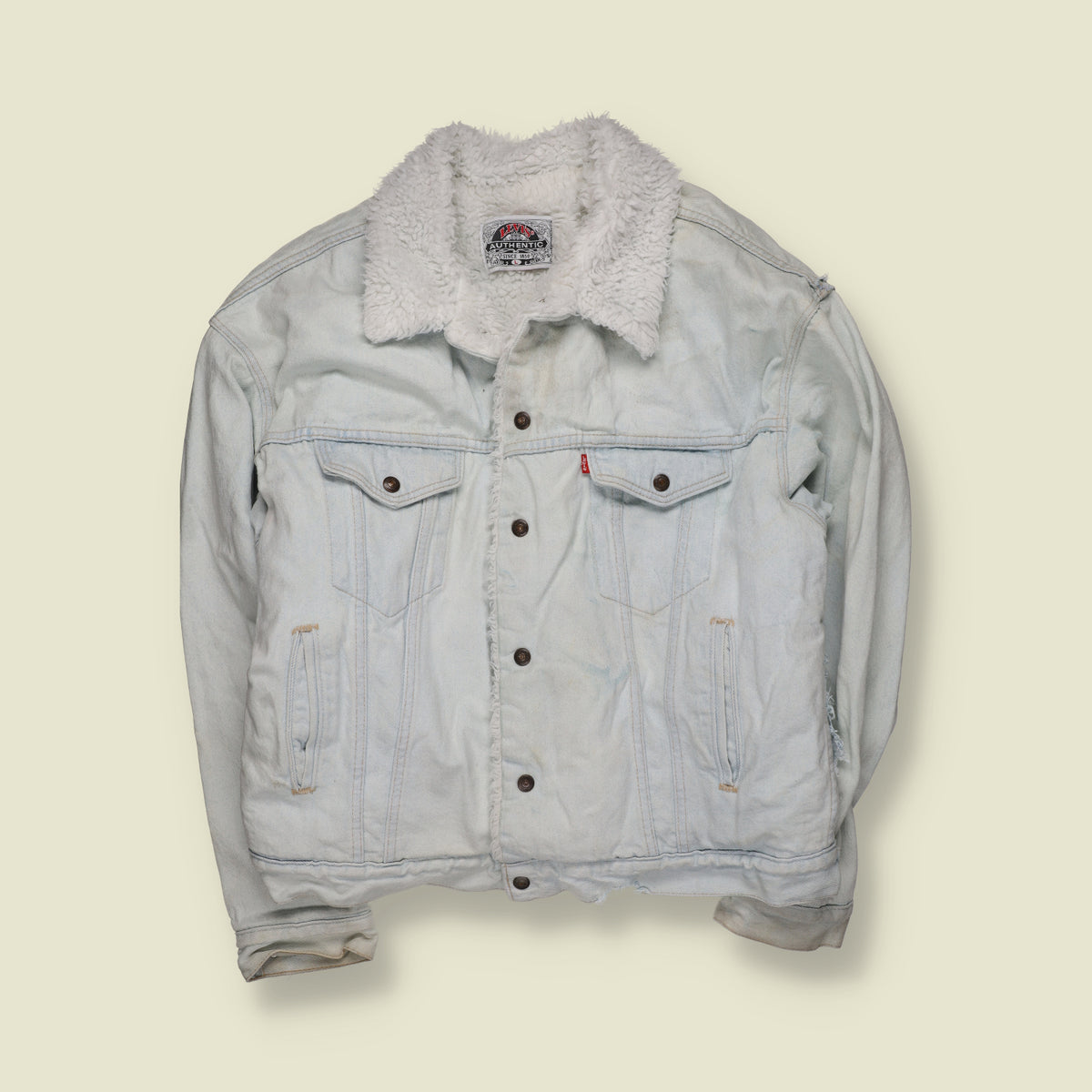 1990s | Levi’s | Made in USA Sherpa Lined Denim Jacket | Blue - XXL