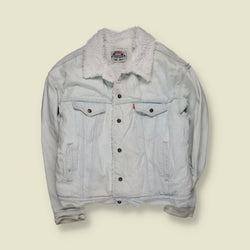 1990s | Levi’s | Made in USA Sherpa Lined Denim Jacket | Blue - XXL