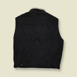 1980s | Roebucks | Sherpa Lined Denim Gilet | Black - 3XL