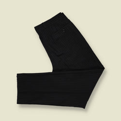 1980s | Pinstripe Pleated Trousers | Black - W34
