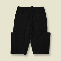 1980s | Pinstripe Pleated Trousers | Black - W34