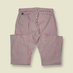 2000s | Adidas Check Trousers | White, Red & Black - W34