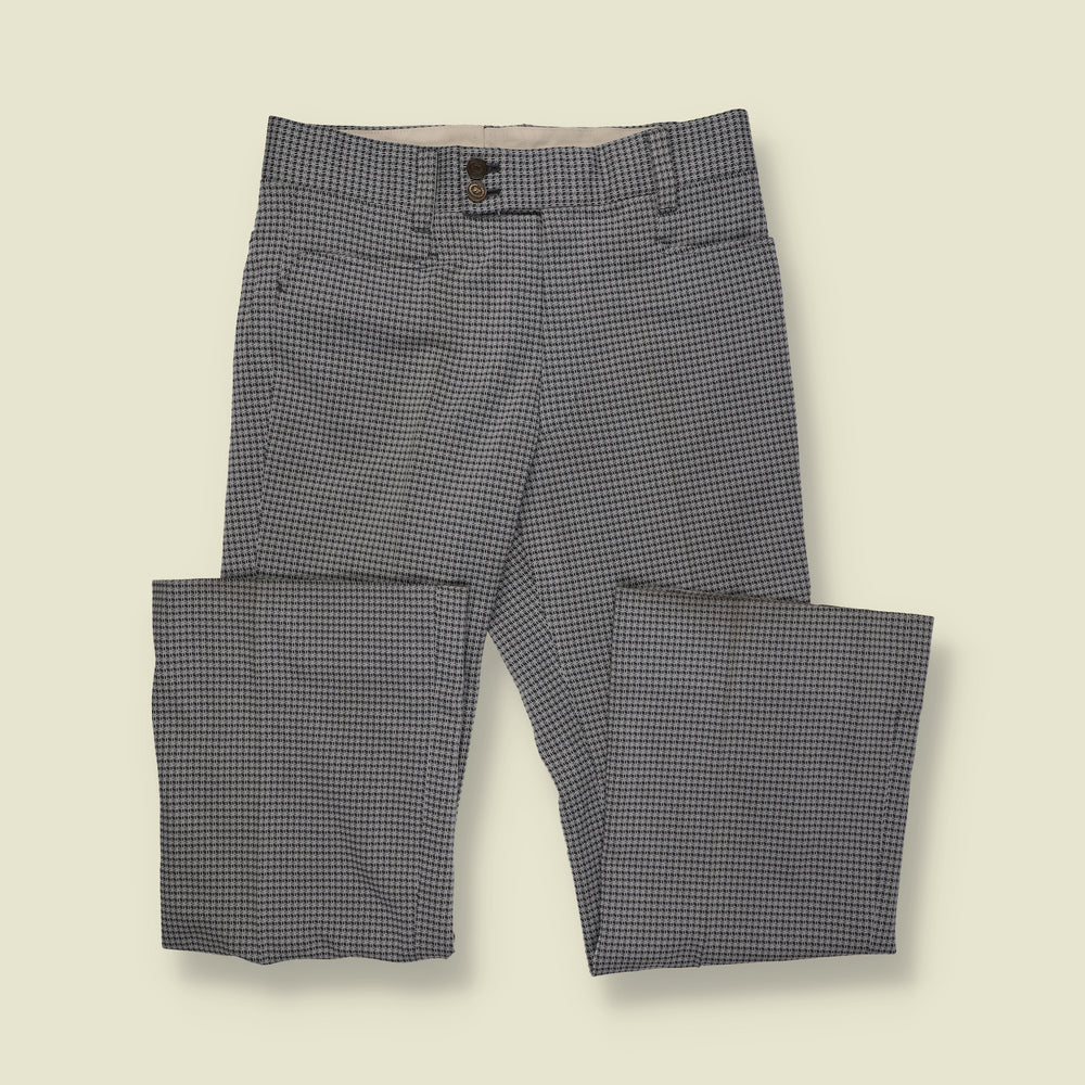 1970s | Geometric Pattern Flared Trousers | Black & White - W29