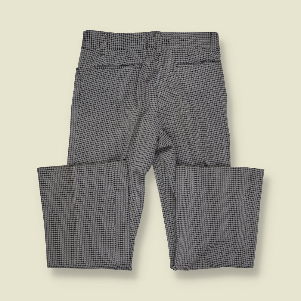 1970s | Geometric Pattern Flared Trousers | Black & White - W29