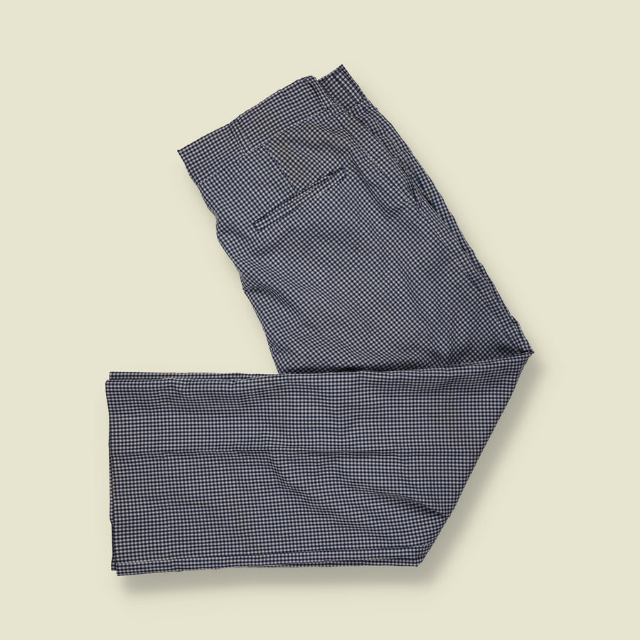 1970s | Hubbard Slacks Check Trousers | Navy & White - W36