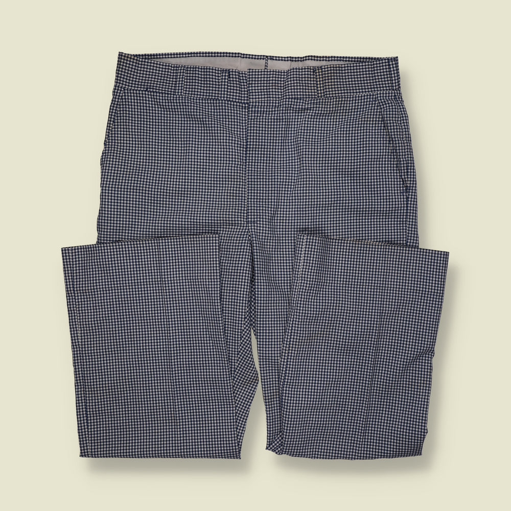 1970s | Hubbard Slacks Check Trousers | Navy & White - W36
