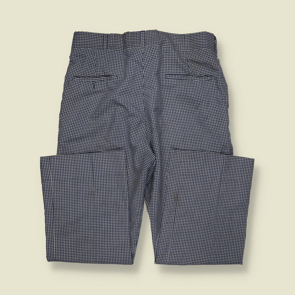 1970s | Hubbard Slacks Check Trousers | Navy & White - W36