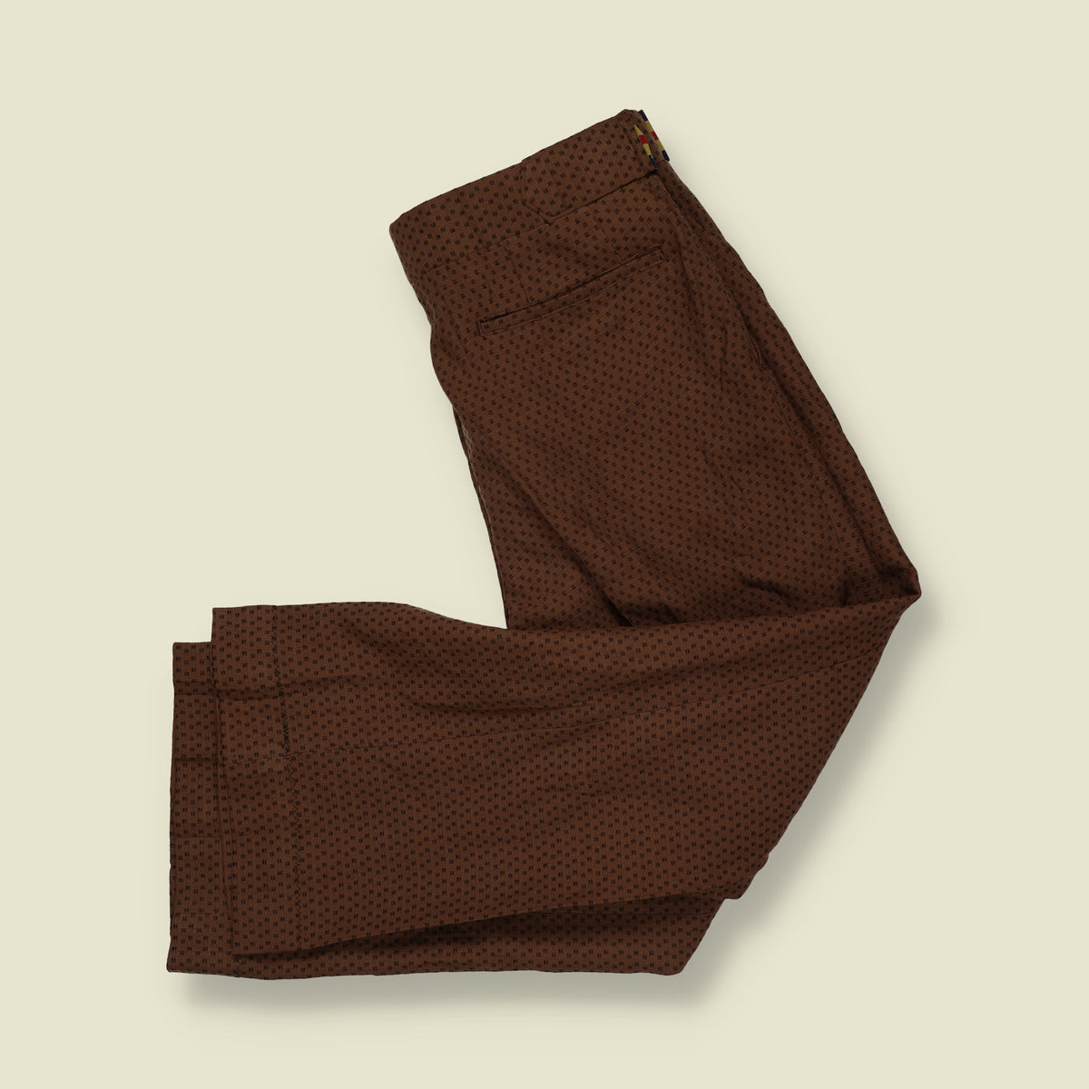 1970s | Geometric Pattern Flared Trousers | Brown & Black - W31