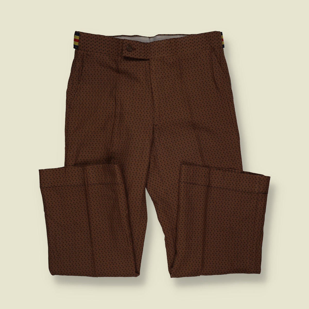 1970s | Geometric Pattern Flared Trousers | Brown & Black - W31