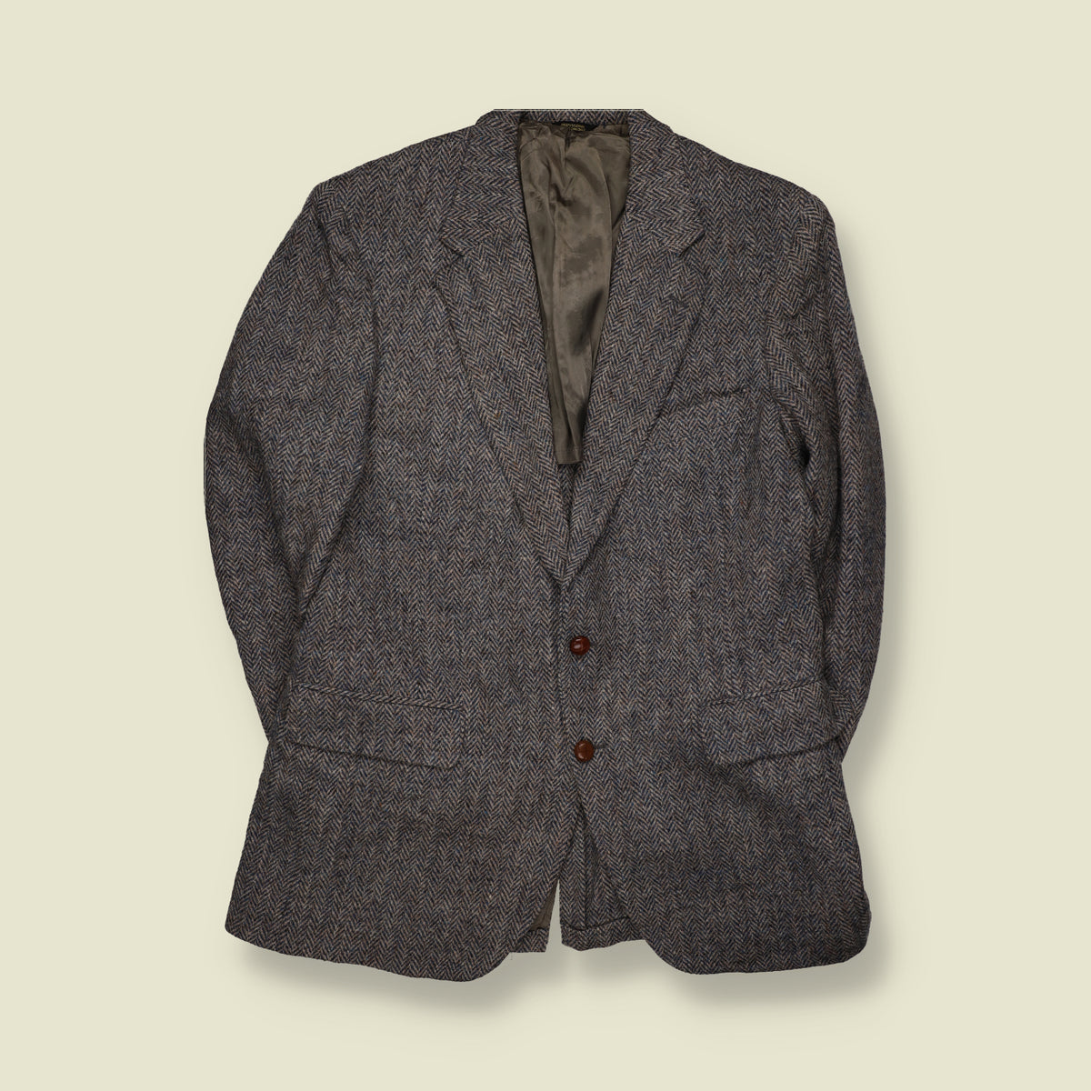 1970s | Harris Tweed Herringbone Wool Blazer | Grey - M