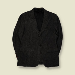 1970s | Harris Tweed Herringbone Wool Blazer | Charcoal Grey - S