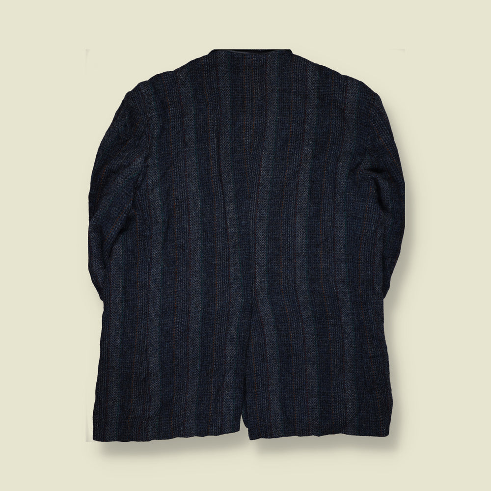 1980s | Harris Tweed Check Wool Blazer | Navy Blue - XL