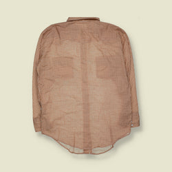 1970s | Gingham Check Western Shirt | Tan & White - XL
