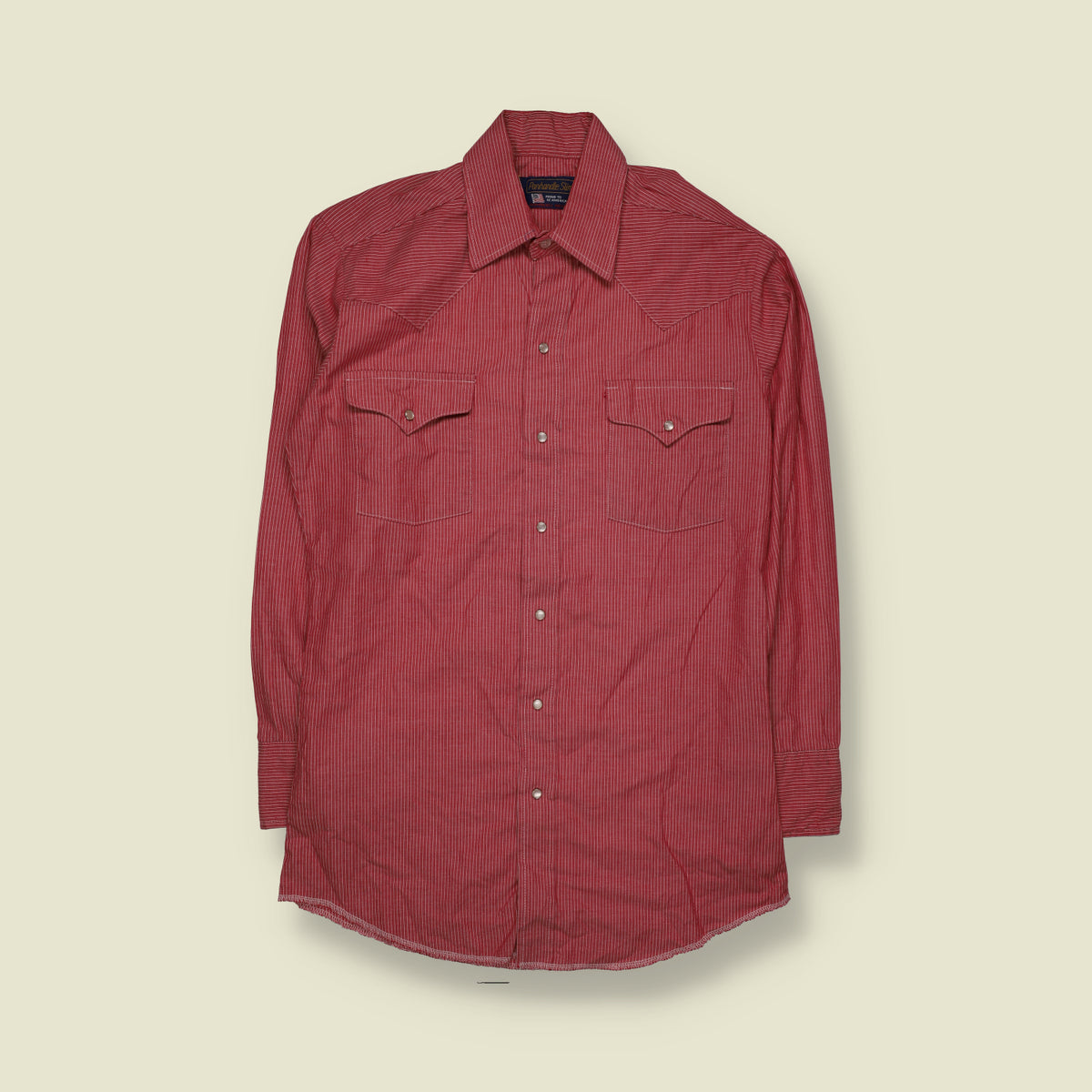 1970s | Panhandle Slim Pinstripe Western Shirt | Red & White - M