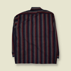 1970s | Cambridge | Vertical Stripe Shirt | Navy, Red & Grey - XXL