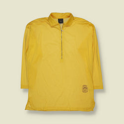 1990s | Versace Jeans Couture | Quarter Zip Long Sleeve Top | Yellow - L