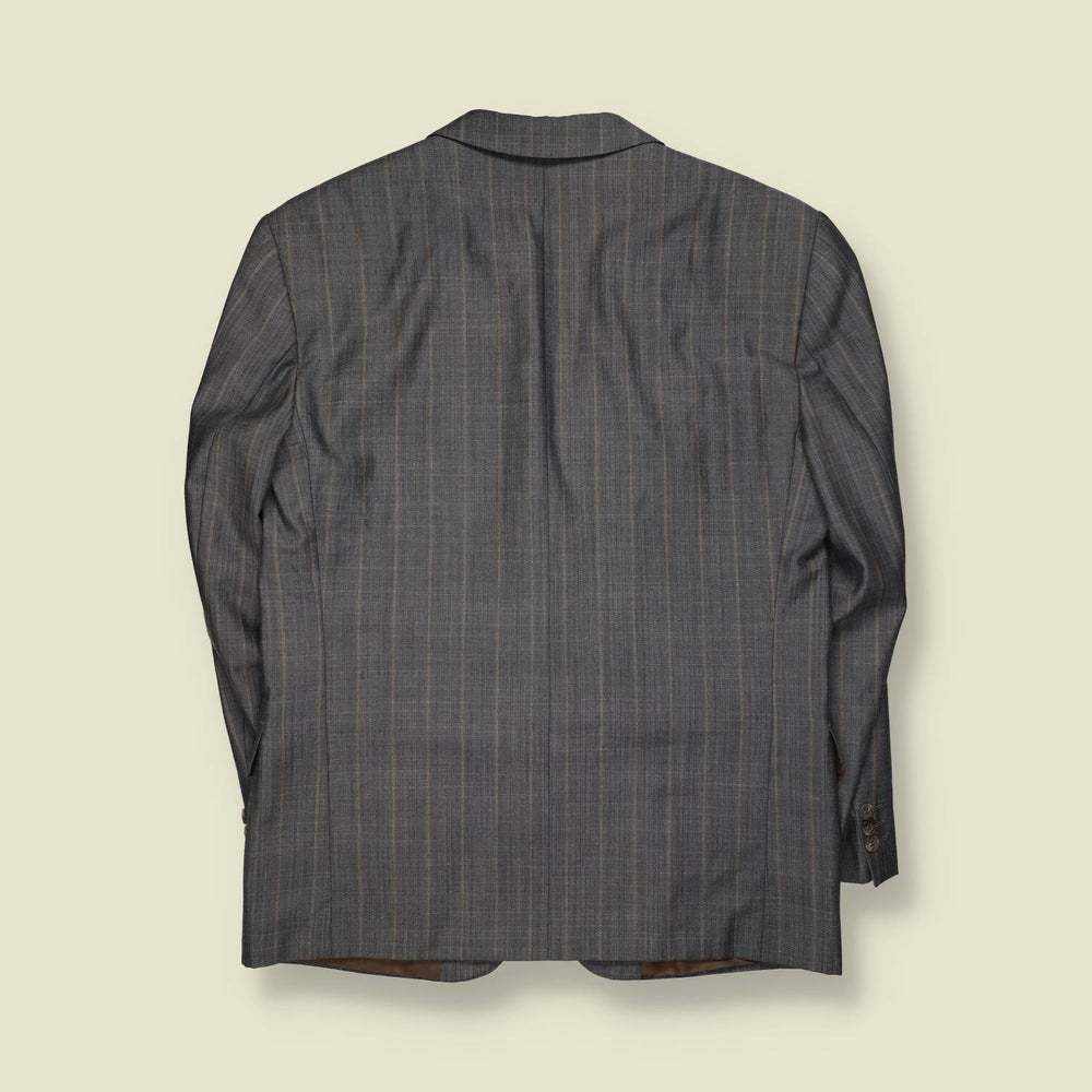 1980s | Paul Smith | Grey Chalk Stripe Two-Button Blazer - M