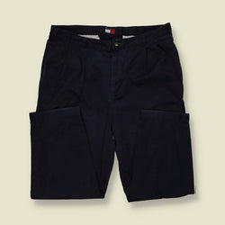 1990s | Tommy Hilfiger | Navy Pleated Cotton Trousers - w40