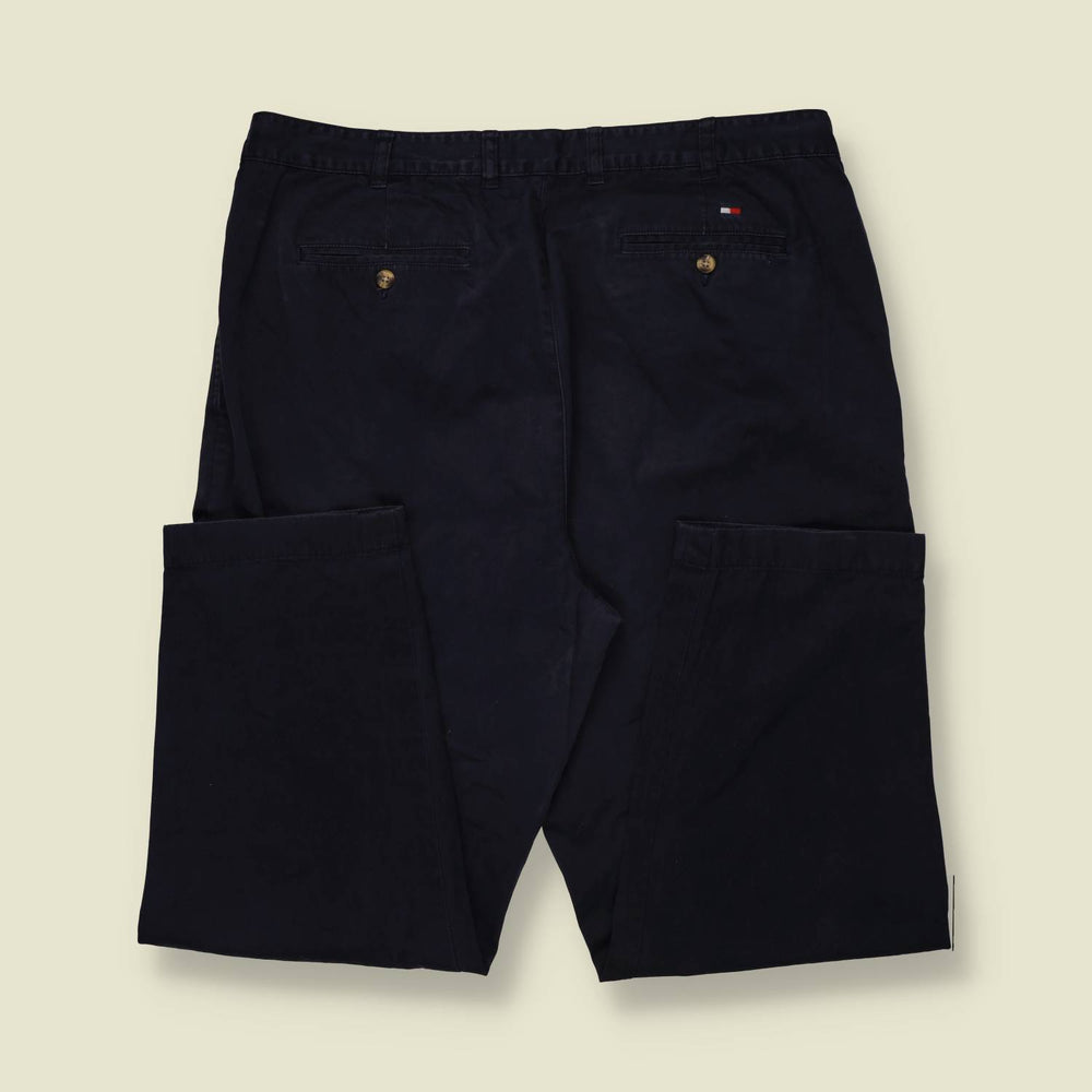 1990s | Tommy Hilfiger | Navy Pleated Cotton Trousers - w40