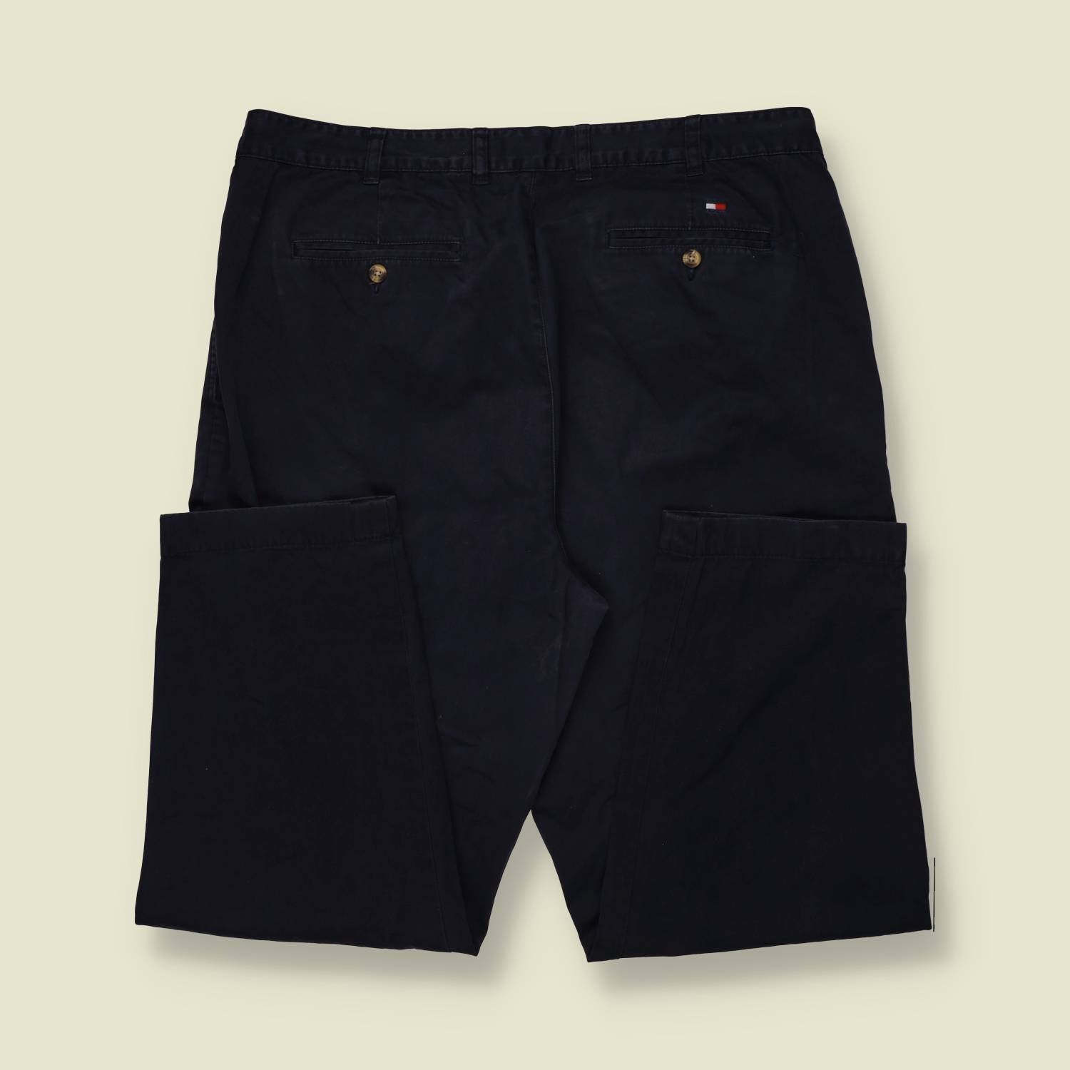 1990s | Tommy Hilfiger | Navy Pleated Cotton Trousers - w40
