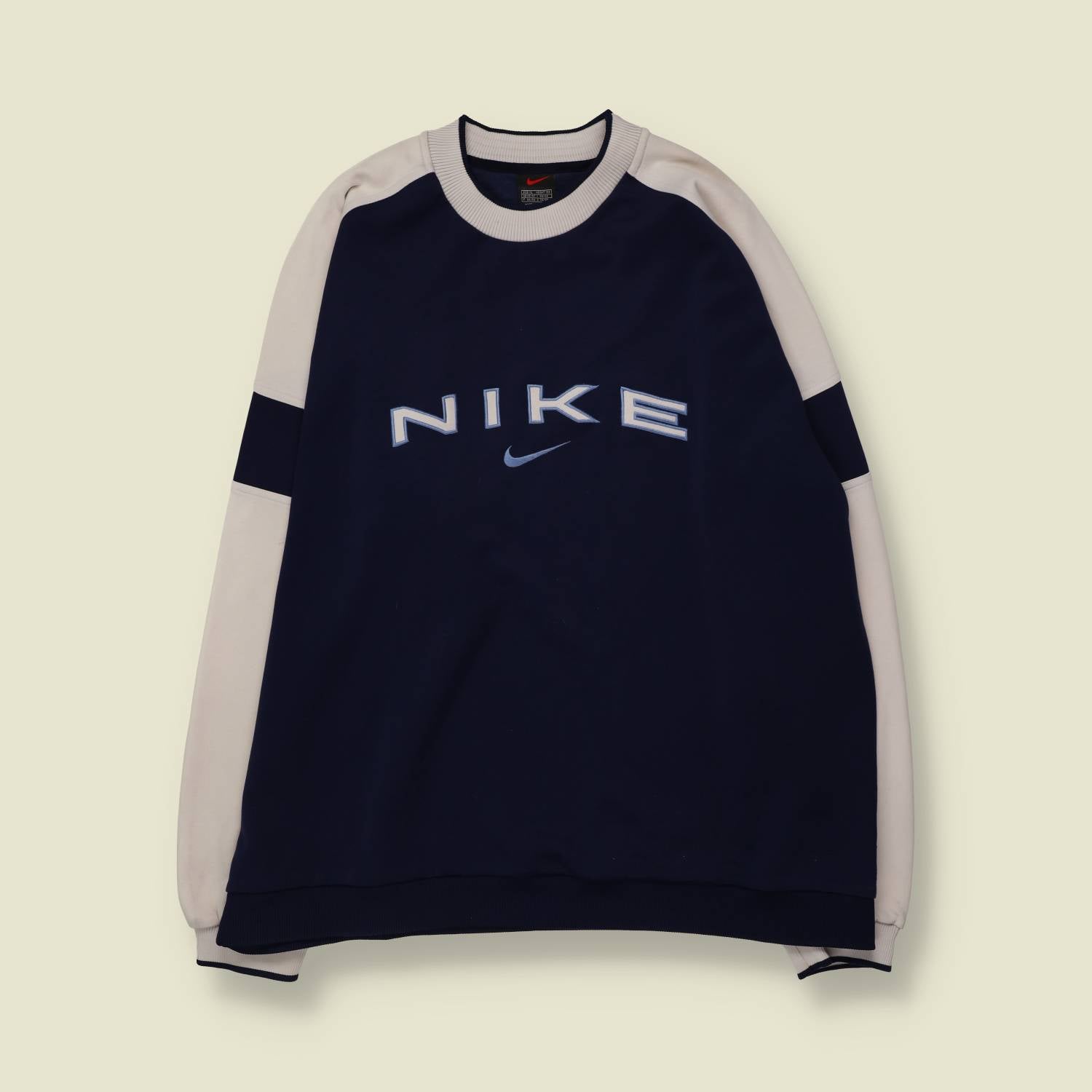 1990s | Nike | Navy & Grey Spellout Sweatshirt - Made in Vietnam - 3XL