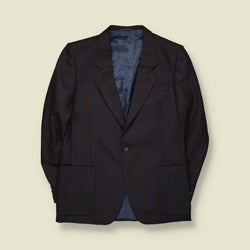 1980s | Confezioni | Navy & Burgundy Micro-Check Two-Button Blazer - M