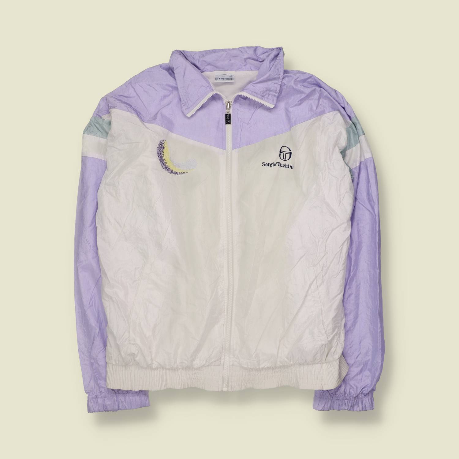1980s | Sergio Tacchini | White & Lilac Track Jacket - L