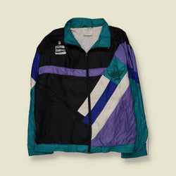 1990s | Adidas | Black, Teal & Purple Colour Block Track Jacket - 4XL