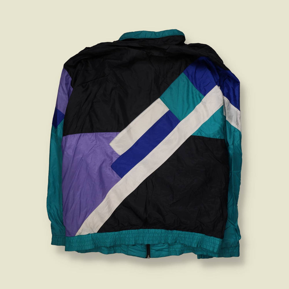 1990s | Adidas | Black, Teal & Purple Colour Block Track Jacket - 4XL