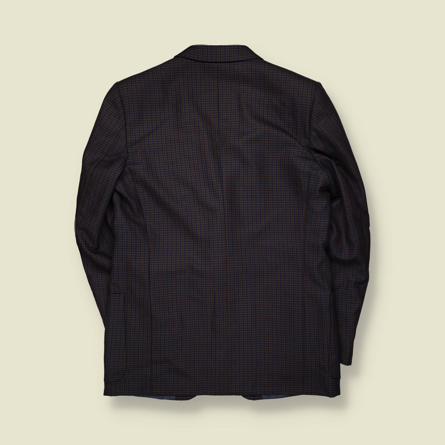1980s | Confezioni | Navy & Burgundy Micro-Check Two-Button Blazer - M