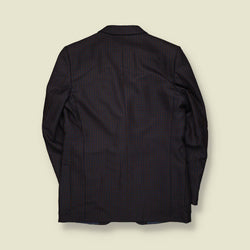 1980s | Confezioni | Navy & Burgundy Micro-Check Two-Button Blazer - M
