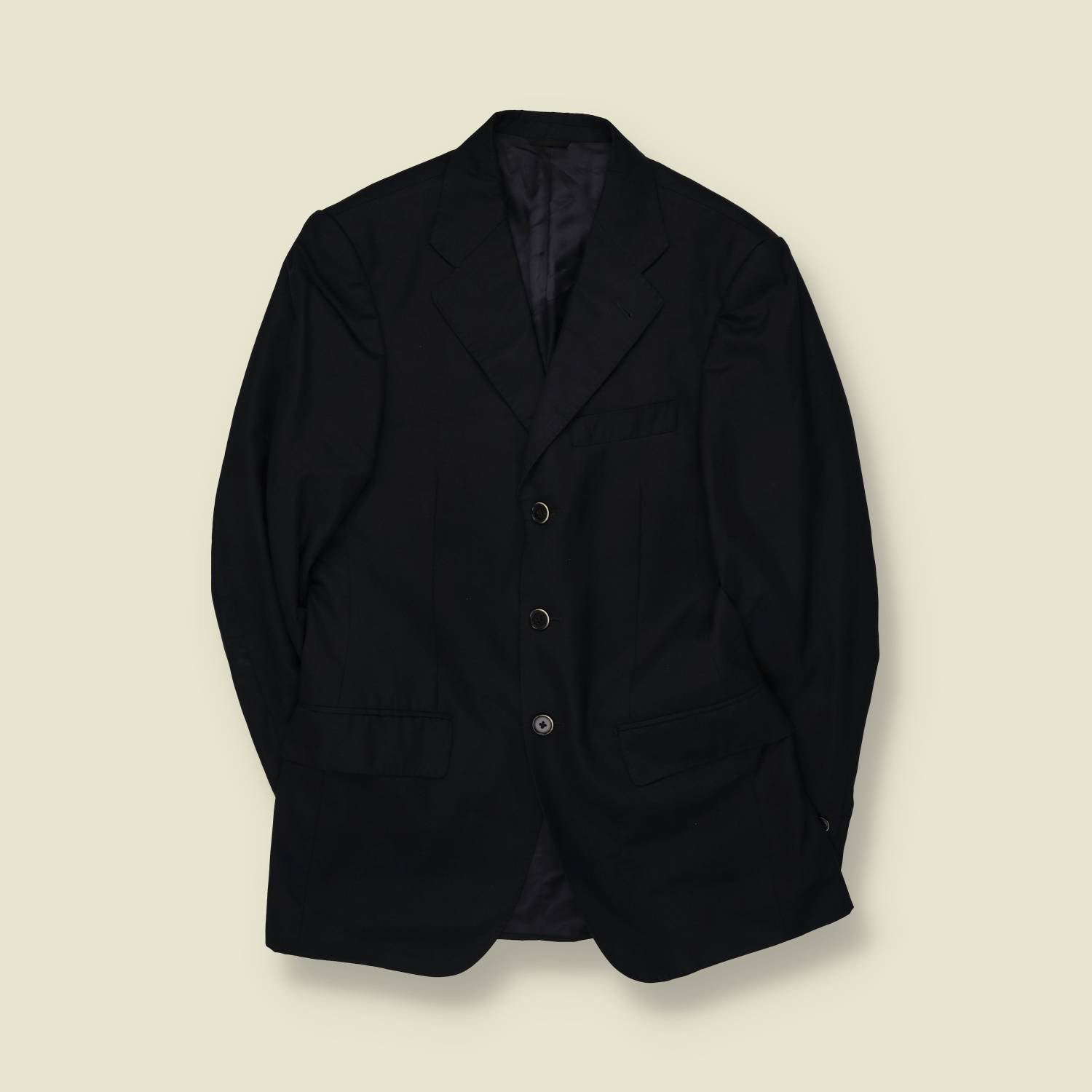 1990s | Ermenegildo Zegna | Black Three-Button Blazer - Made in Italy - L