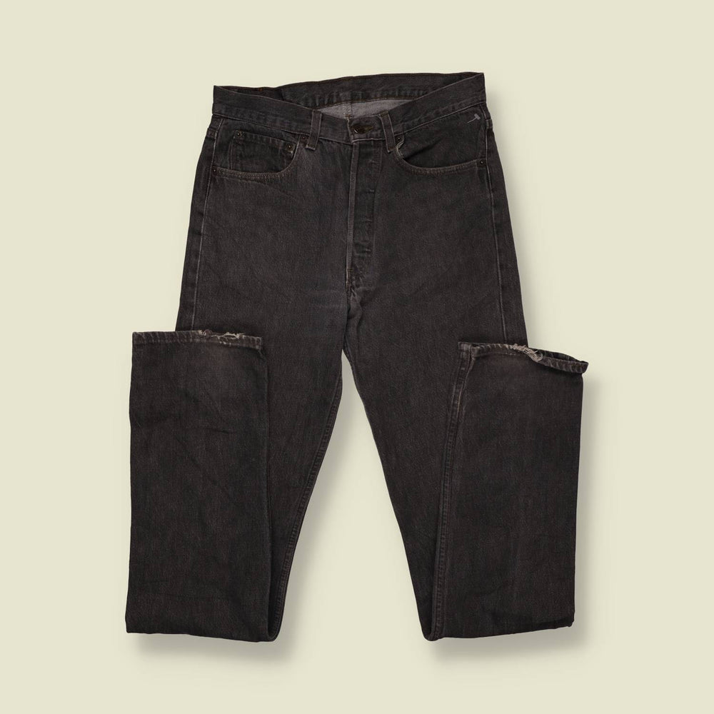 1980s-90s | Levi's | Charcoal Black 501 Straight Leg Jeans - Made in USA - w32