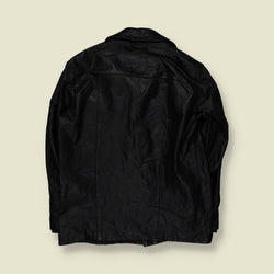 1970s | Karlsburg | Black Leather Button Front Jacket - L