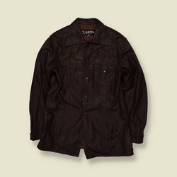 1970s | Turro | Dark Brown Leather Snap Front Jacket - XXS