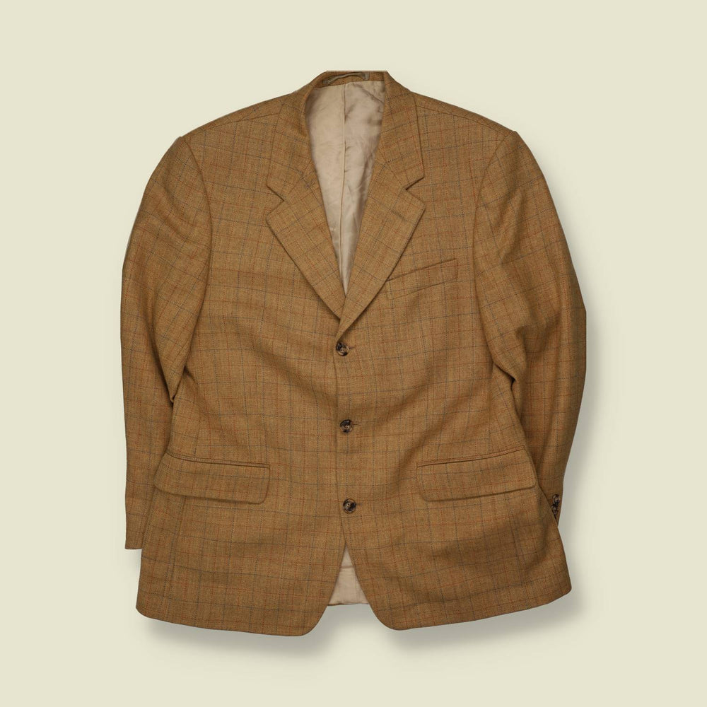 1990s | Tan Windowpane Country Blazer - M