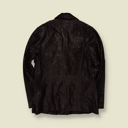 1970s | Dark Brown Leather Button Front Jacket - S