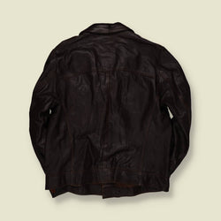 1970s | Dark Brown Leather Button Front Jacket - M