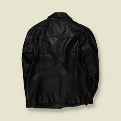 1970s | Energie | Black Leather Button Front Jacket - S