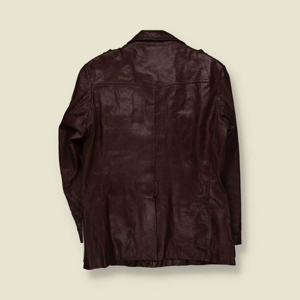 1970s | Dark Brown Leather Button Front Field Jacket - M