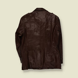 1970s | Dark Brown Leather Button Front Field Jacket - M