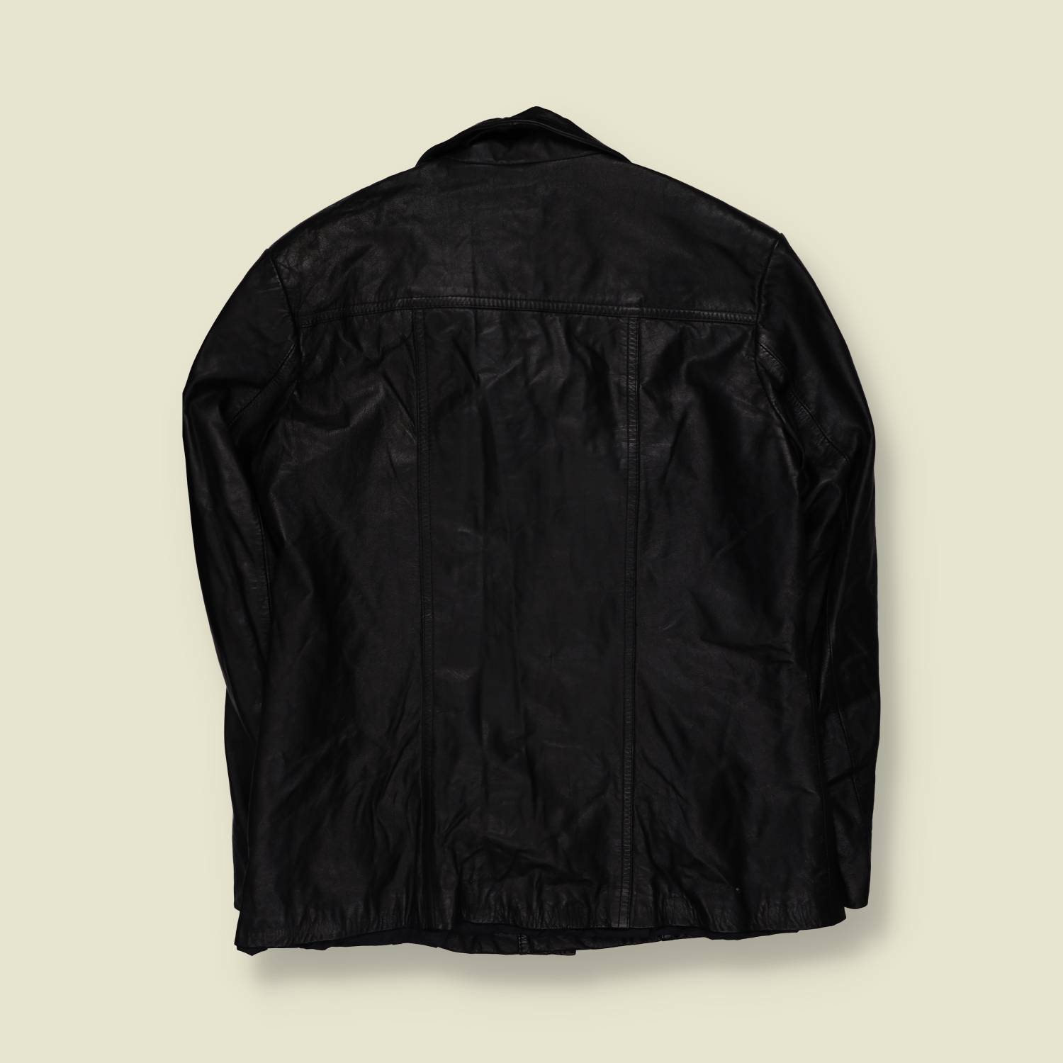 1970s | Black Leather Button Front Jacket - M