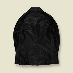 1970s | Black Leather Button Front Field Jacket - S